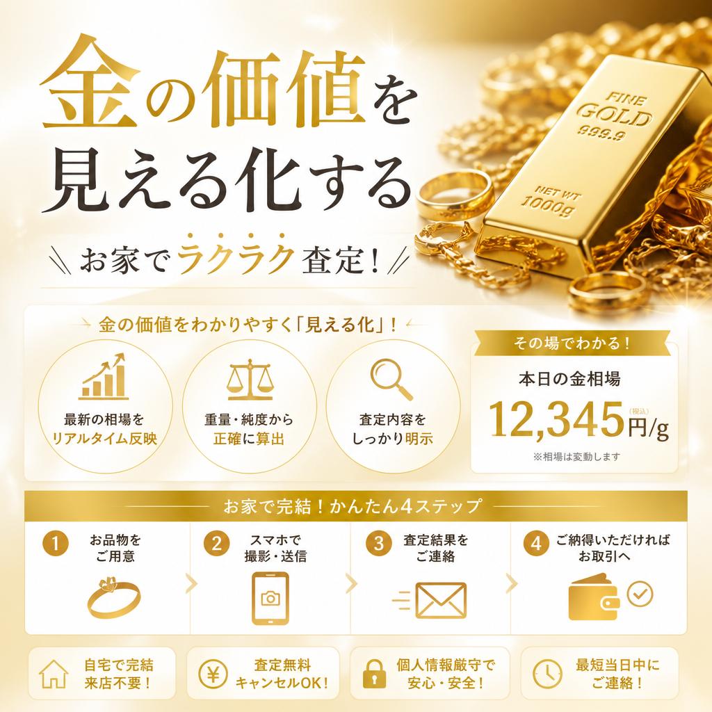 金の価値を見える化する、お家でラクラク査定！