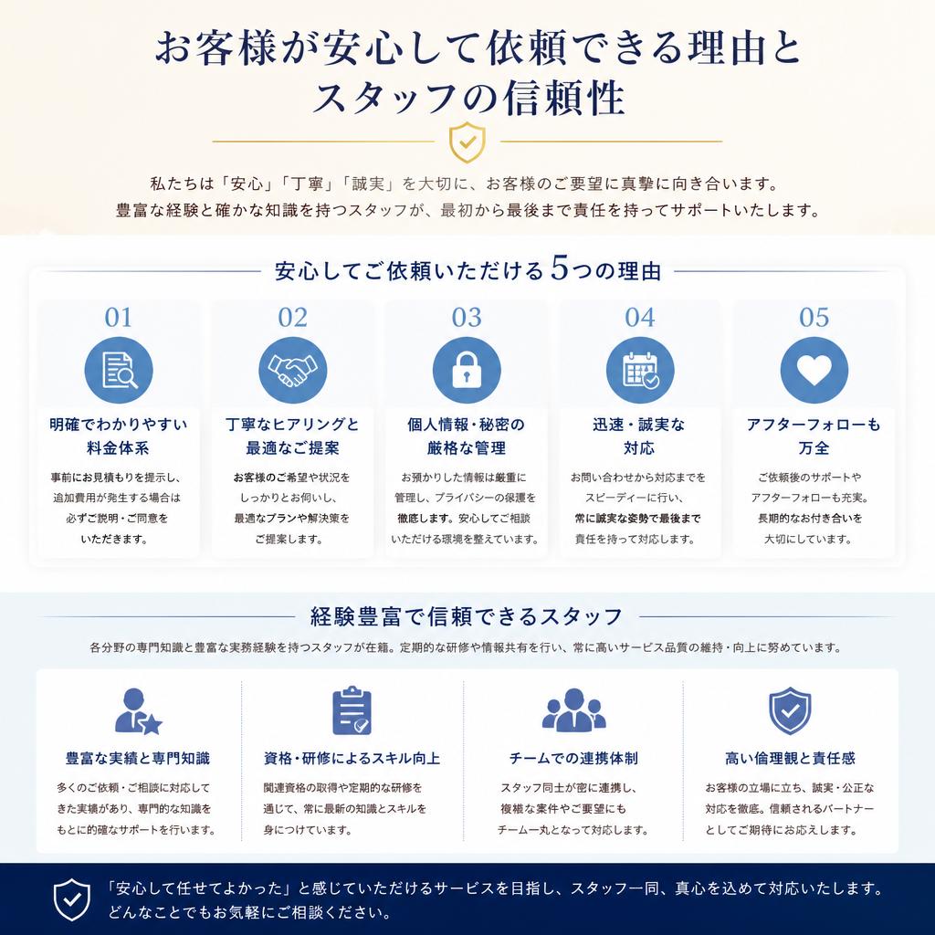 安心して依頼できる理由