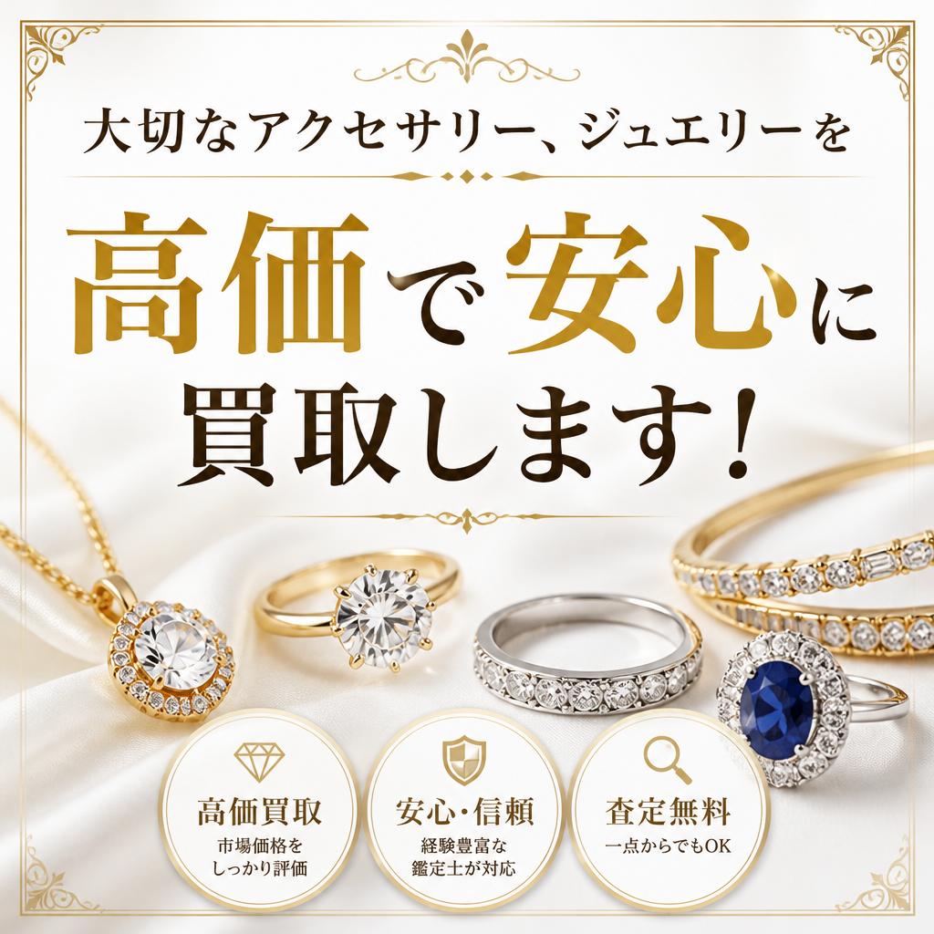 「大切なアクセサリー、ジュエリーを高価で安心に買取します！」
