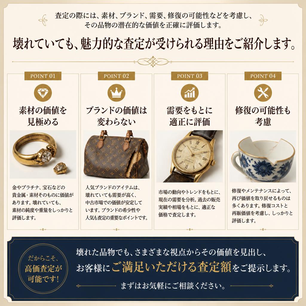 壊れたアクセサリーの査定基準とは？