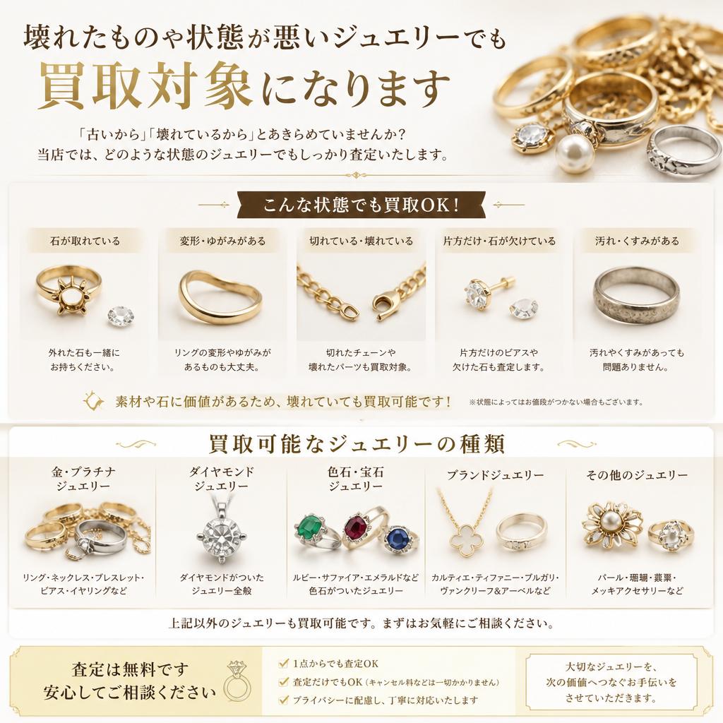買取対象のジュエリー